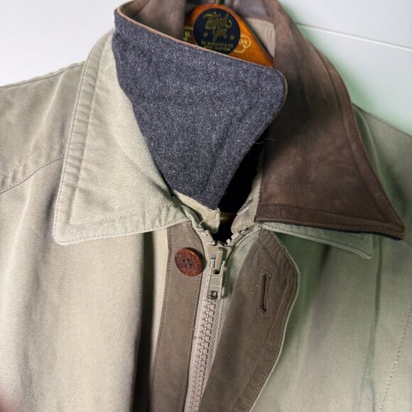 Turnbury Men's Jacket Leather Collar Zipper Size Large Tan with Dk Brown Trim - Picture 7 of 15